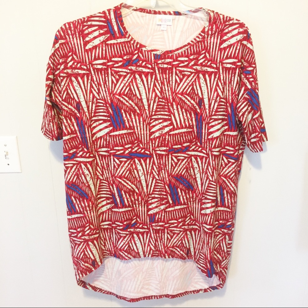 LULAROE  High Low Top Red, Cream & Blue